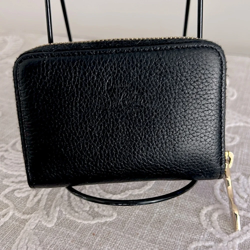 Christian Louboutin Authentic Panettone Studded Black Leather Wallet - Picture 2 of 16